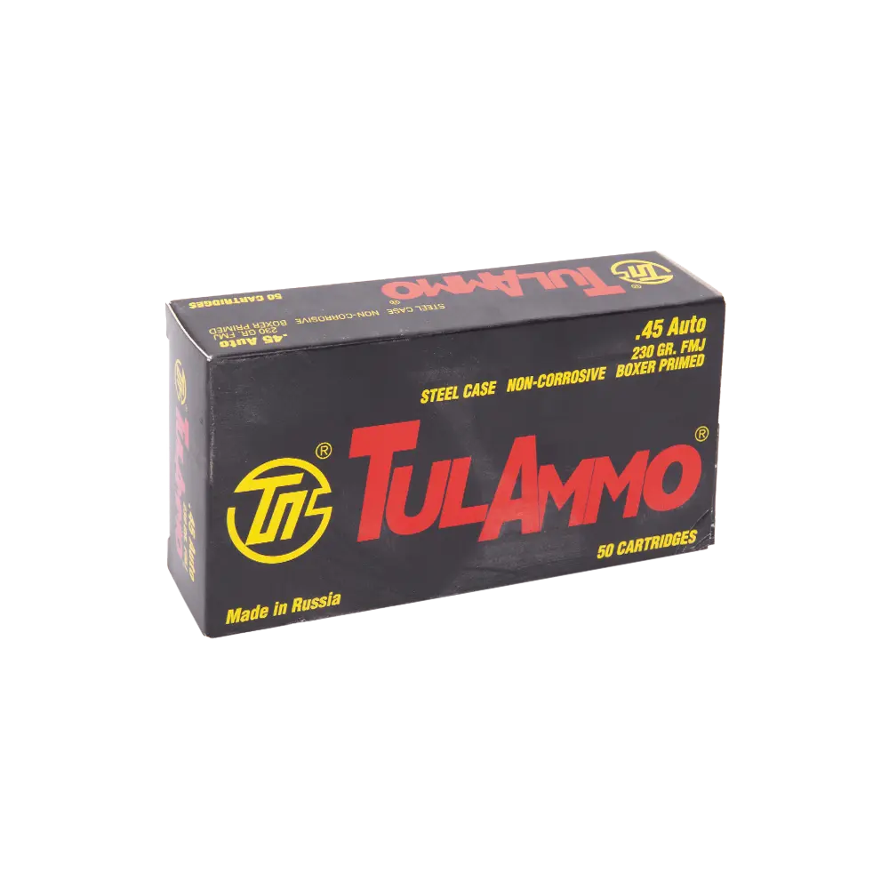 Патрон 45 AUTO FMJ 230 гр, ст.об/бимет, TulAmmo (ТПЗ) (пачка 50 шт.) (короб 500 шт.). Фото №1