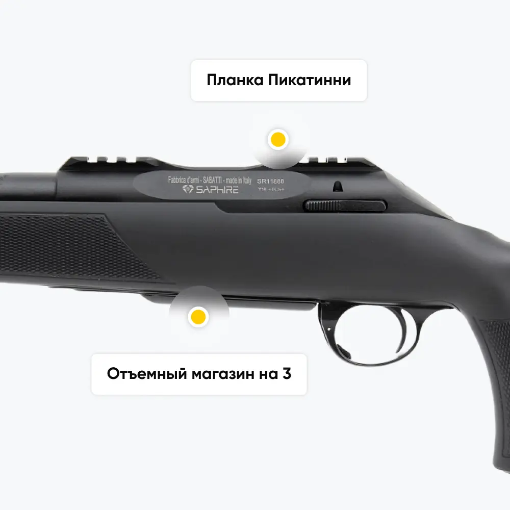 Карабин Sabatti SAPHIRE, калибр 30-06 Sprg, пластик THUMBHOLE, (610 мм). Фото №14