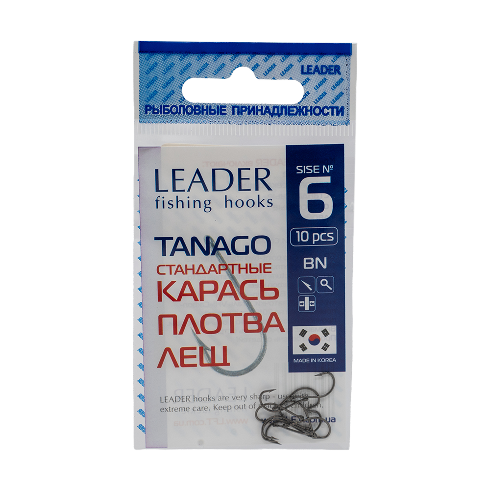 Крючки Leader TANAGO, color BN, №6(10шт). Фото №1 Крючки Leader TANAGO, color BN, №6(10шт). Фото №1