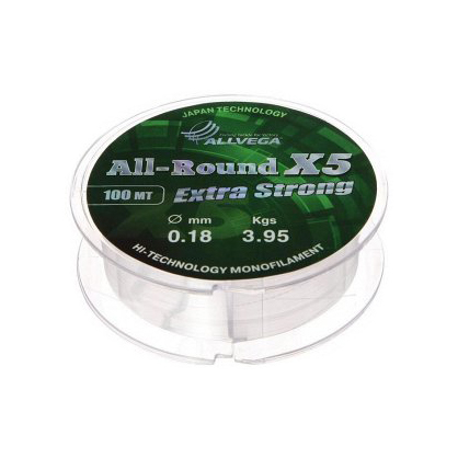 Леска ALLVEGA "ALL-ROUND X5" 0.14мм (100м) прозрачная. Фото №1
