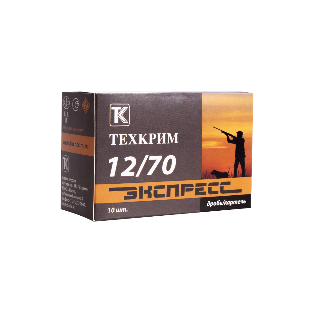 Патрон Техкрим 12/70 Экспресс №3 (в упаковке 10 шт) (в коробке 240 шт.). Фото №1 Патрон Техкрим 12/70 Экспресс №3 (в упаковке 10 шт) (в коробке 240 шт.). Фото №1