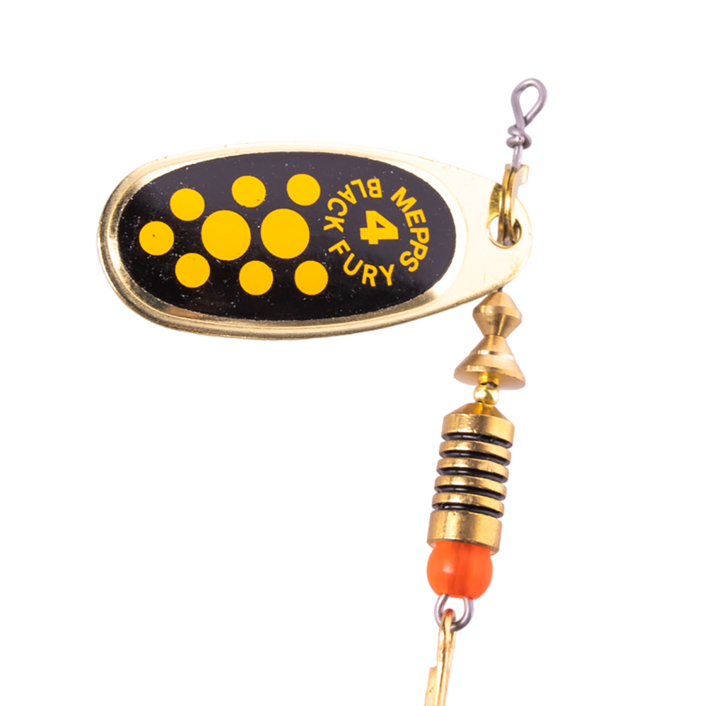 Блесна вращающаяся Mepps Black Fury №4, 8гр, цвет (Cooper/Chartreuse) медь/зеленовато-желтые точки. Фото №2