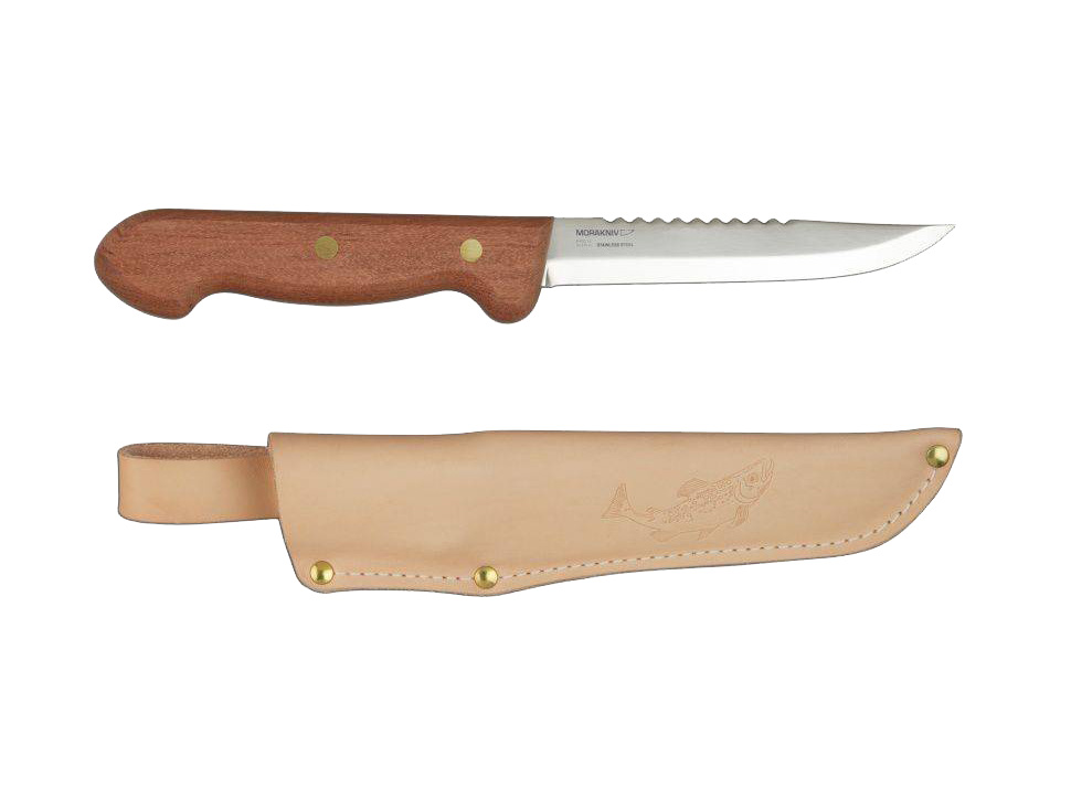 Нож Mora Knife Fishing Classic 54 (нержав. сталь, с обухом для чистки рыбы, красное дерево). Фото №1