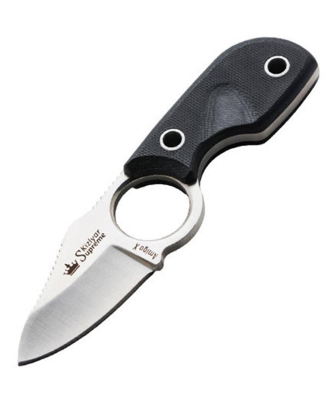 Нож Amigo-X AUS-8 S blkh v2 (Сатин, черная рукоять G10). Фото №2