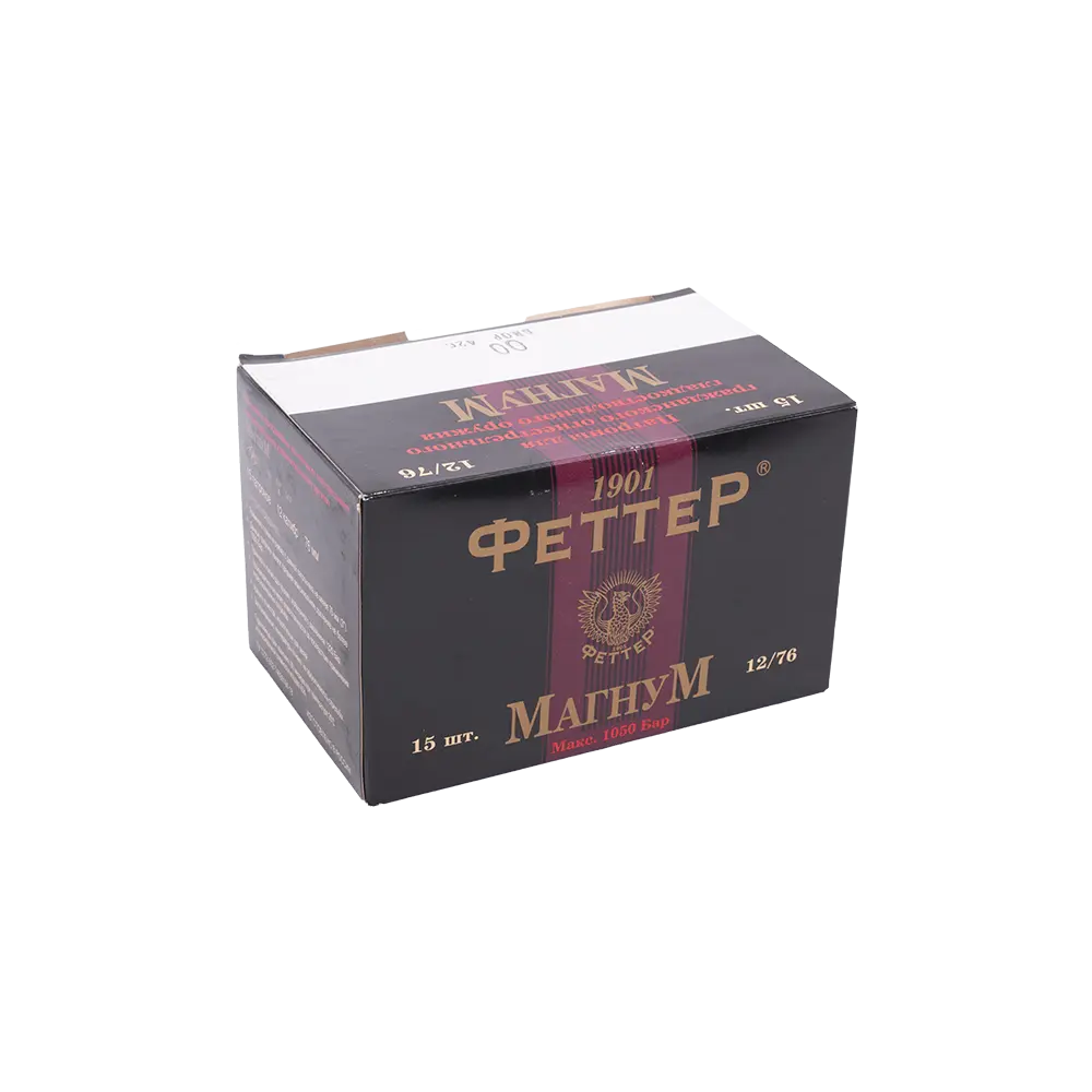 Патрон ФЕТТЕР МАГНУМ 12/76 дробь № 00, 42-44гр. (в пачке 15 шт.) (в коробке 120 шт.). Фото №1