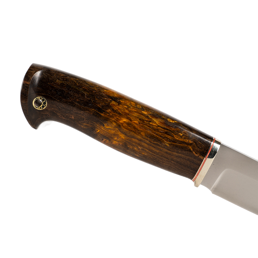 Нож МС "Соболь" сталь М390, мельхиор, рукоять из стабилизированной карельской березы (набор). Фото №2