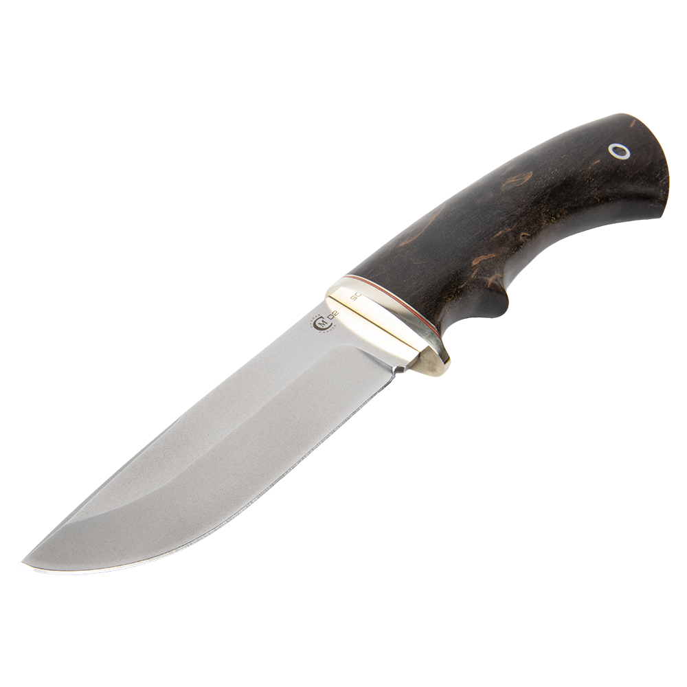 Нож МС Егерь, клинок D2, литье мельхиор, стабилизированная карельская береза. Фото №4