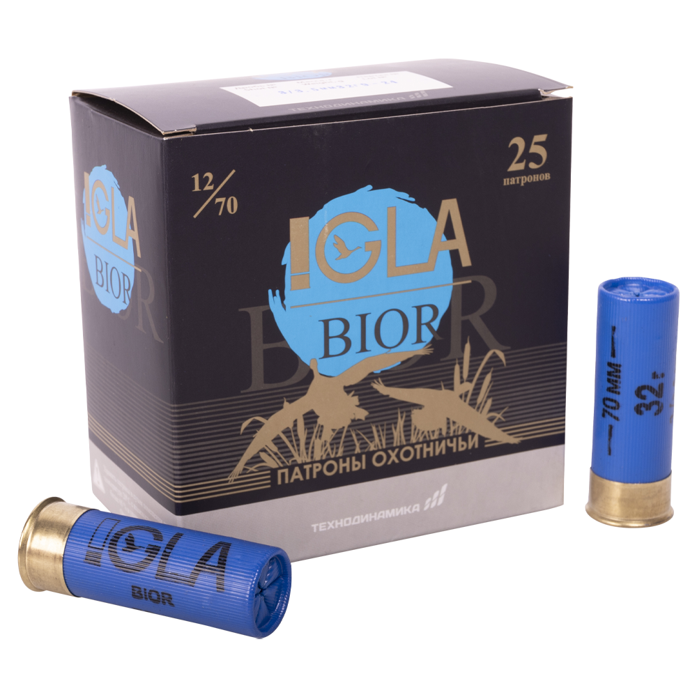 Патрон "Игла-Биор" 12/70 №3 32 гр. (пачка 25шт, короб., 250). Фото №1