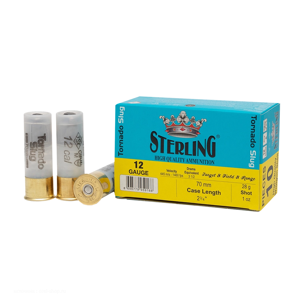 Патрон STERLING 12/70 28гр. с пулей Tornado SLUG . (в пачке 10 шт.). Фото №2