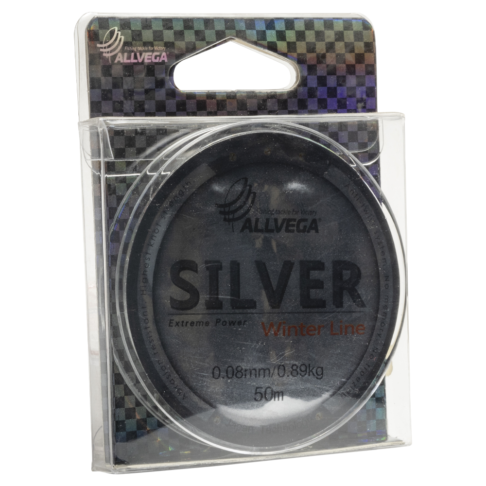 Леска ALLVEGA "Silver" 0.08мм (50м) (0,89кг) (серебристая) (SIL50008). Фото №1