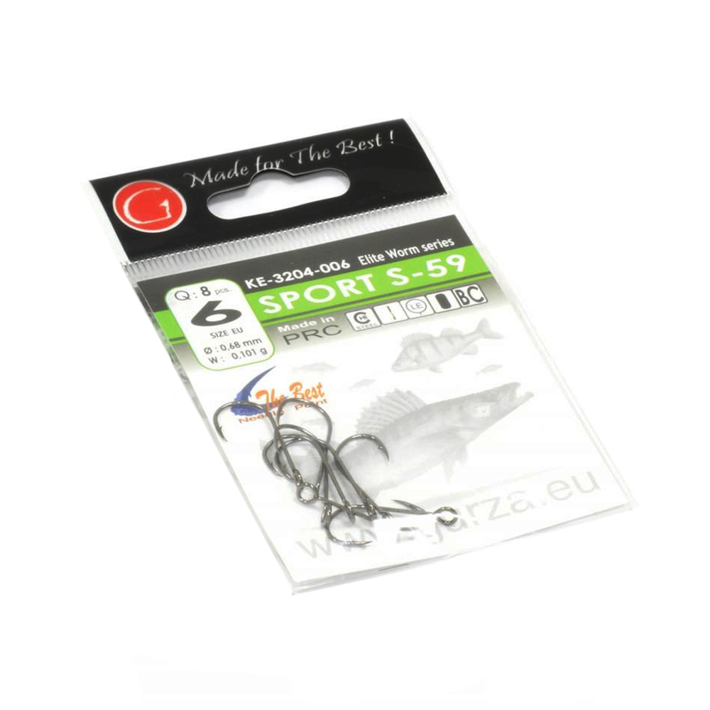 Крючок Gurza SPORT S-59 2BH #6 BC 10 шт/уп. (широкое ухо). Фото №3 Крючок Gurza SPORT S-59 2BH #6 BC 10 шт/уп. (широкое ухо). Фото №3