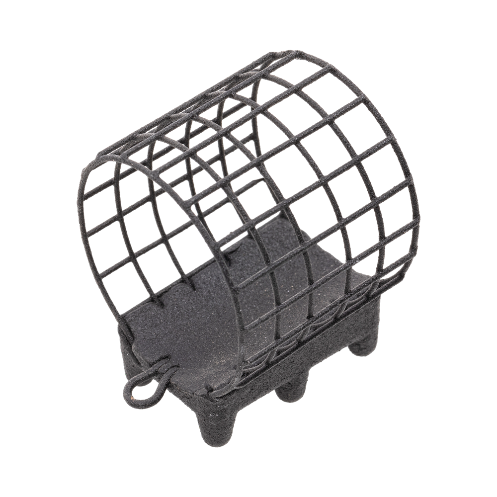 Груз-кормушка металлическая X-FEEDER ME GRUNT M GRID 060 г (28 мл, цвет Matt Black, сварная сетка). Фото №1