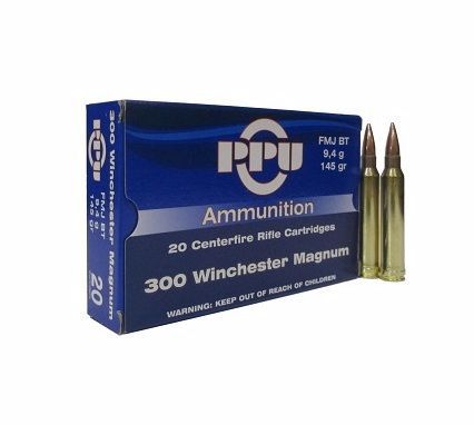 Патрон нарезной PARTIZAN PPU калибр 300 WIN MAG FMJ BN 9,4 гр. (в пачке 20 шт.). Фото №1