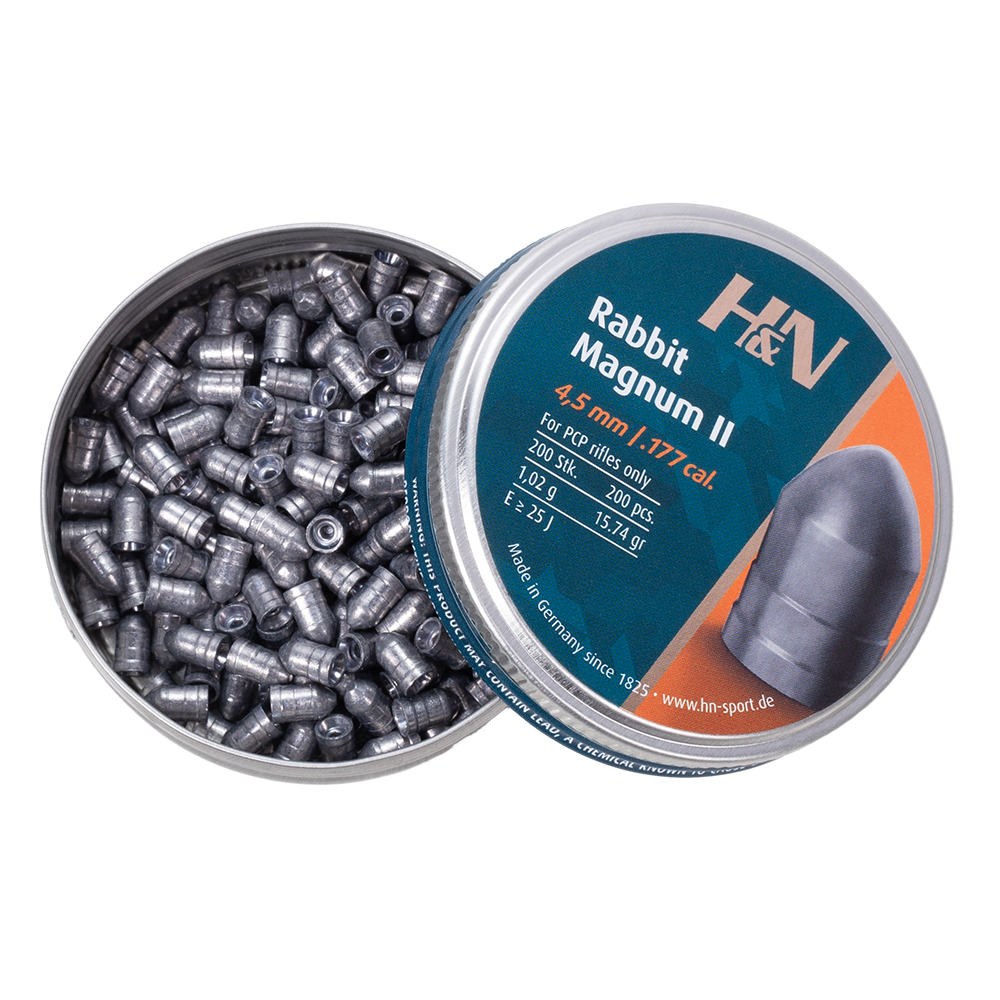 Пуля пневматическая "H&N Rabbit Magnum II", для винтовки, 4,5 мм., 15,74 гран. (200 шт.). Фото №3 Пуля пневматическая "H&N Rabbit Magnum II", для винтовки, 4,5 мм., 15,74 гран. (200 шт.). Фото №3