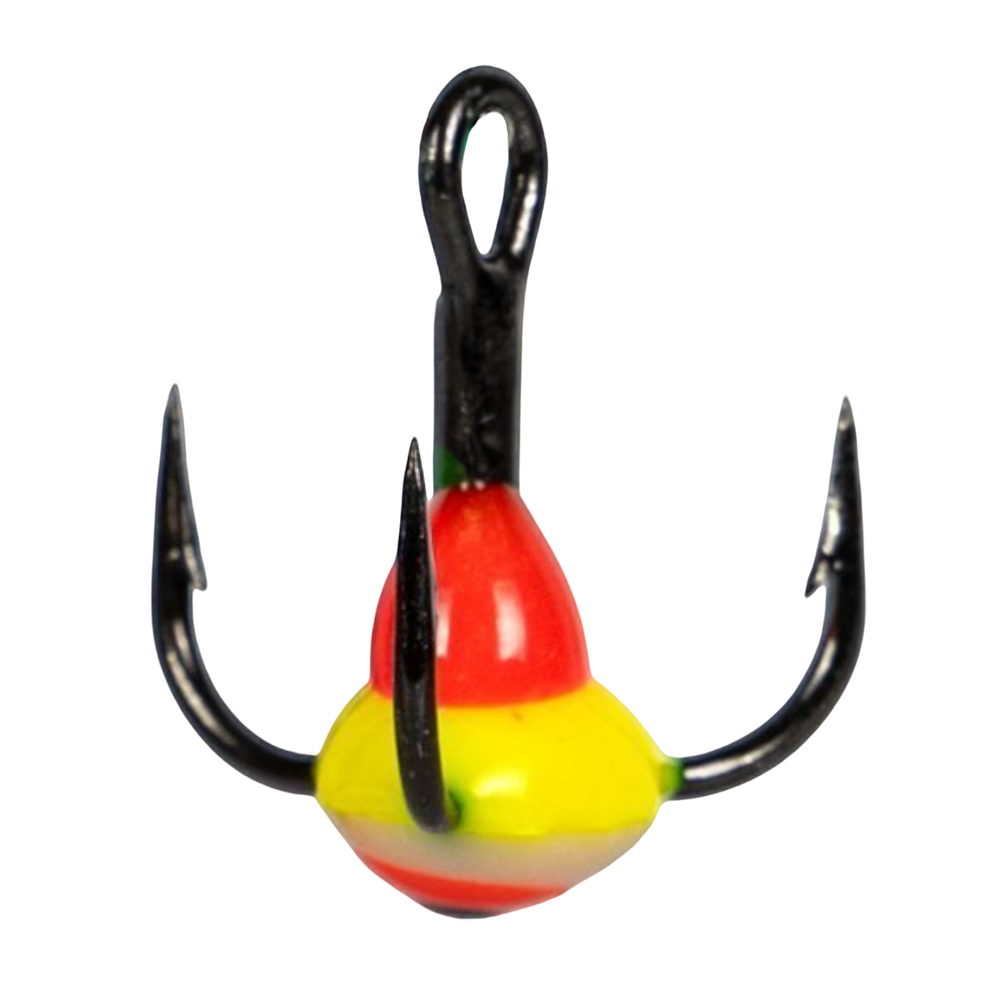 Крючок-тройник для приманок Lucky John с каплей размер  010 цвет RYWR (12). Фото №1