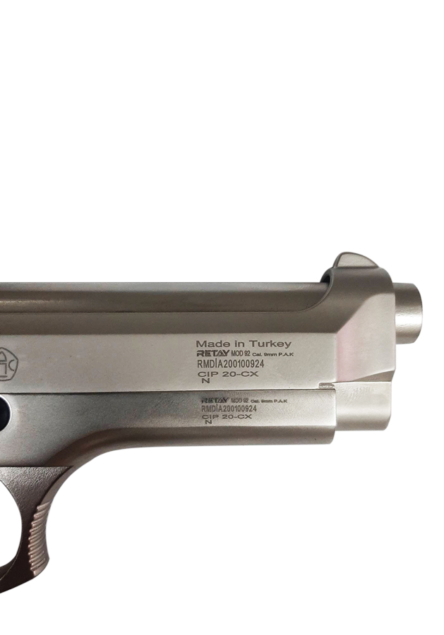 Пистолет охолощенный RETAY MOD92, (Beretta 92), Сатин, калибр 9mm. P.A.K. Фото №3