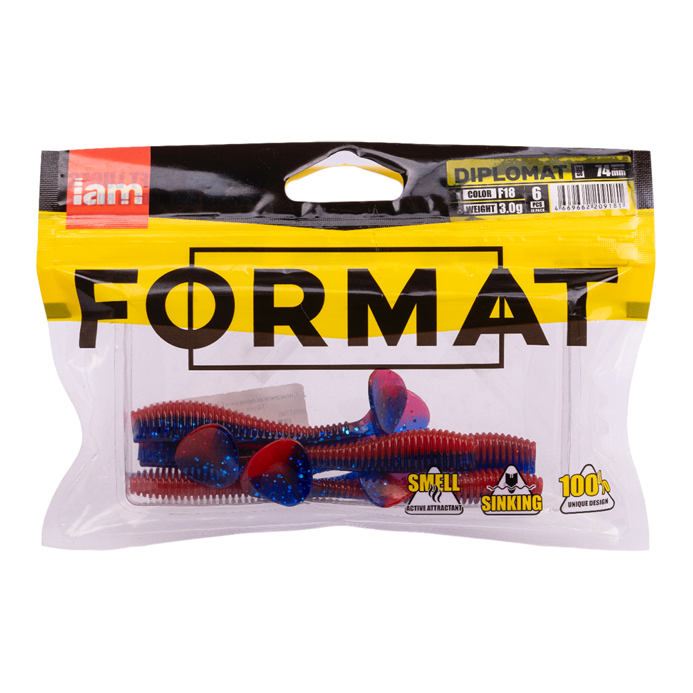 Силиконовая приманка FORMAT DIPLOMAT 74mm, цвет F18, (6шт). Фото №5