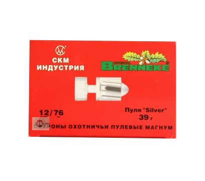 СКМ Патрон охотничий 12/76, 39 гр. Магнум пуля "Бреннеке "Silver" калиберн.(п. Импорт) (в коробке 10 шт.. Фото №2