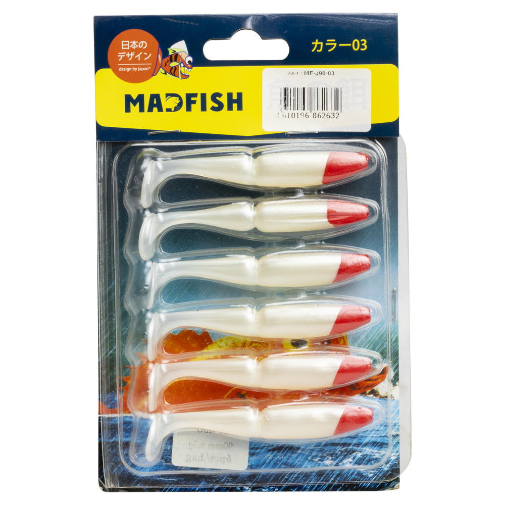 Виброхвост MADFISH JUMBO 90мм, 6.7г, (6 шт. уп.) цвет 03. Фото №1 Виброхвост MADFISH JUMBO 90мм, 6.7г, (6 шт. уп.) цвет 03. Фото №1