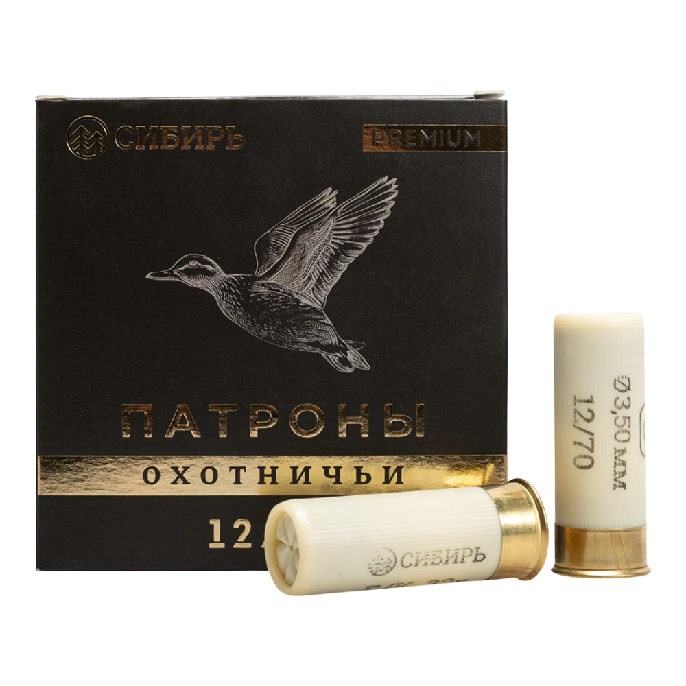 Патрон СИБИРЬ PREMIUM 12/70 охотничий дробовой 32г №3 б/к (К2-185,СХ2000) (пачка 25 шт) (в коробке 250шт. Фото №1