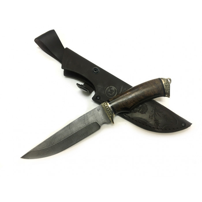 Нож "Легионер" дамасская сталь, литье, орех, (кап) (ИП Семина). Фото №1