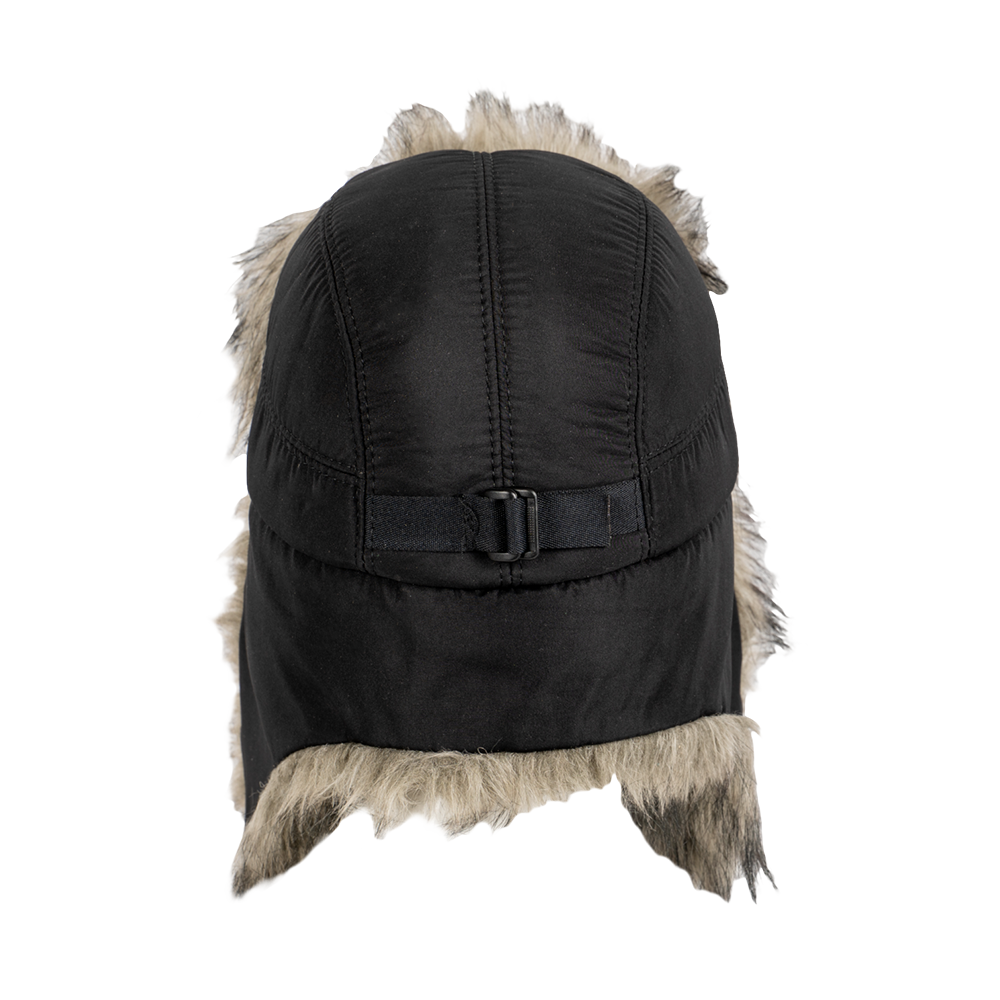 Ушанка №4, плащевая ткань, черный + мех №21 на поролоне (кепка). Фото №5