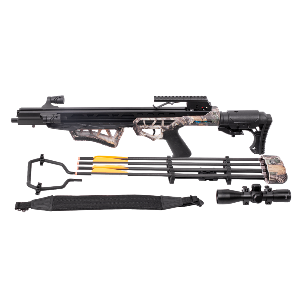 Приклад для арбалета Man Kung XB58, блочный, forest camo, кивер, стрелы 4 шт., прицел, крепеж. Фото №13