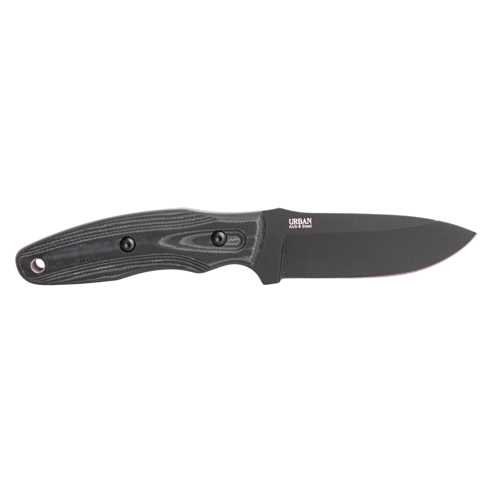 Нож Urban AUS-8 bt (черный, черно-зеленая микарта, ножны кайдекс). Фото №2