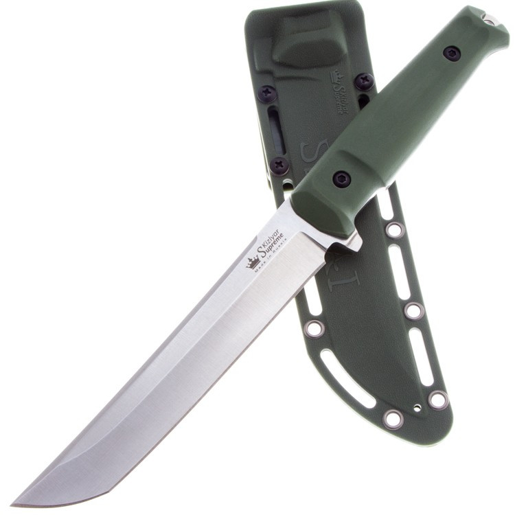 Нож Senpai AUS-8 S olv (сатин, олива рукоять, олива чехол). Фото №2
