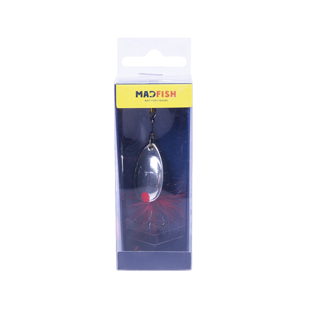 Блесна вращающаяся MADFISH Aglia №3, 6,5гр, цвет (Silver-red-dot). Фото №1