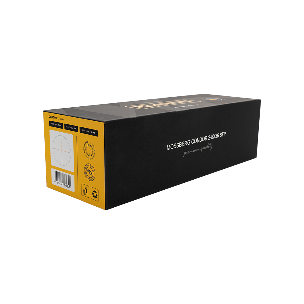 Оптический прицел MOSSBERG CONDOR 2-8х36 SFP Compact 30мм с подсветкой (Mildot) 0.1 MRAD. Фото №17 Оптический прицел MOSSBERG CONDOR 2-8х36 SFP Compact 30мм с подсветкой (Mildot) 0.1 MRAD. Фото №17