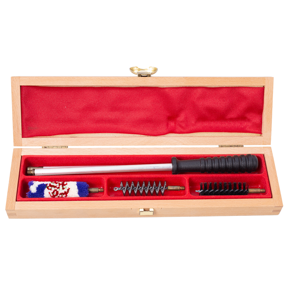 Набор для чистки оружия MegaLine в деревянном кейсе, алюминиевый шомпол, 3 ерша, 20 калибр . Фото №2
