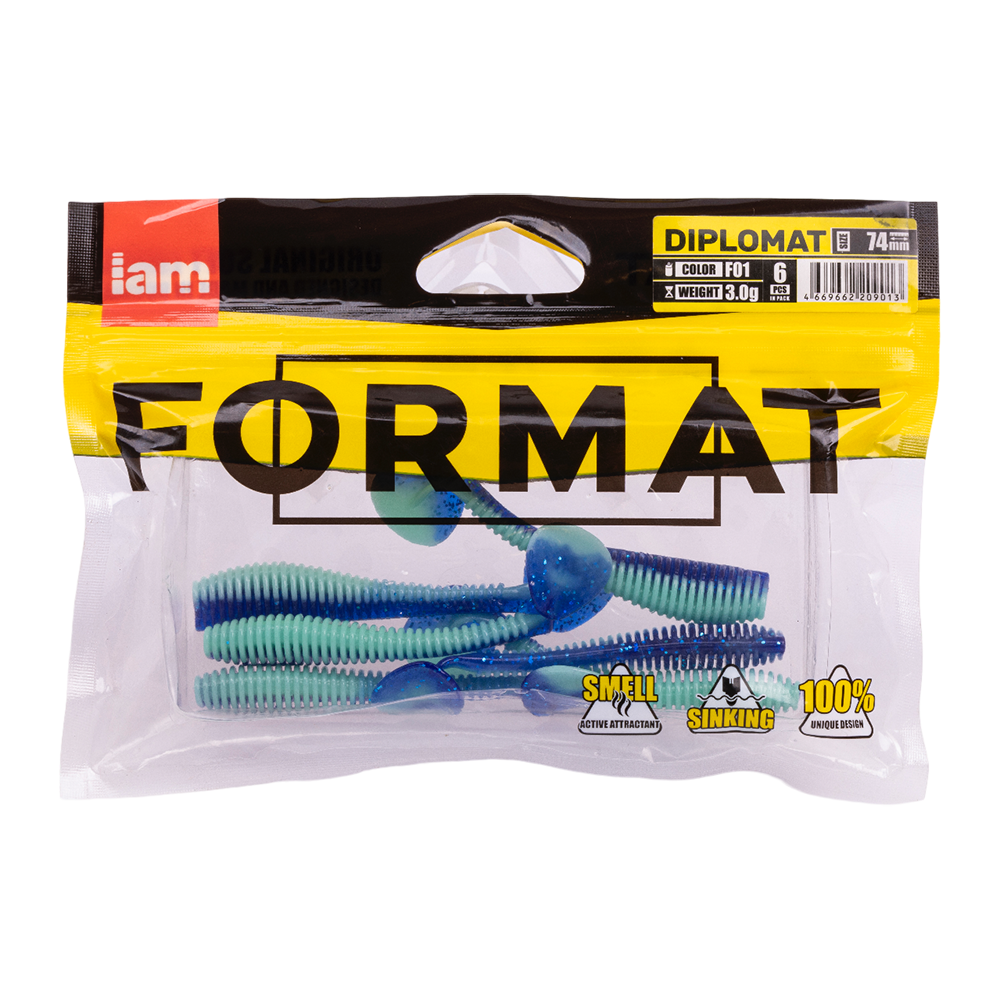Силиконовая приманка FORMAT DIPLOMAT 74mm, цвет F01, (6шт). Фото №5 Силиконовая приманка FORMAT DIPLOMAT 74mm, цвет F01, (6шт). Фото №5