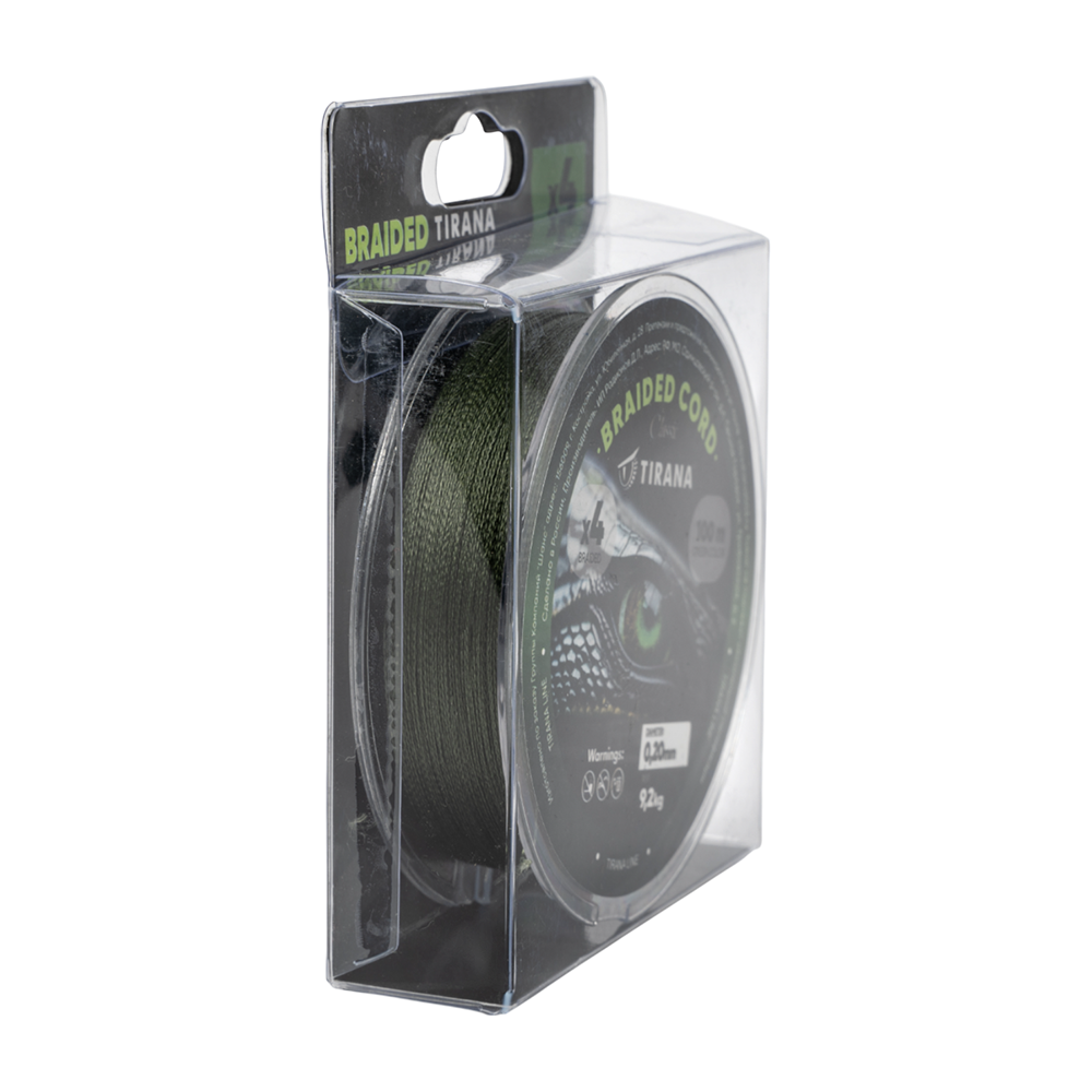 Шнур плетеный Tirana Folk Cord X4 PE 100м, d0,20 (green). Фото №3