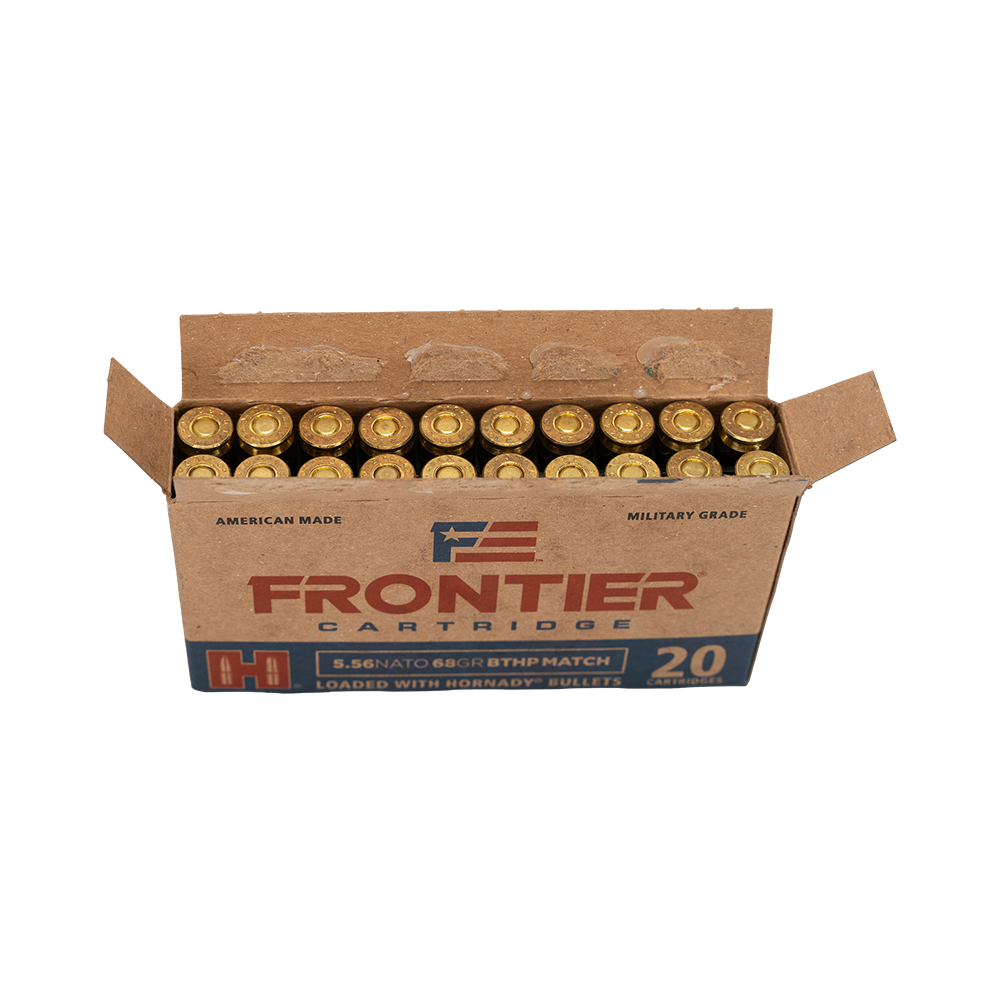 Патрон нарезной HORNADY Frontier кал. 5.56 (223 REM) GR BTHP MATCH 4.4 гр./ 68 gr. (в пачке 20 шт). Фото №6