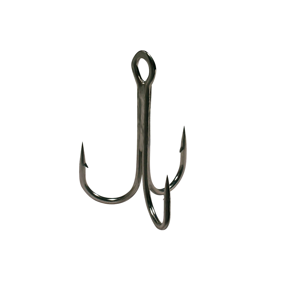 Тройник GAMAKATSU 23ns №4/0 уп. 5шт. (черный, круглый поддев, кованный). Фото №1