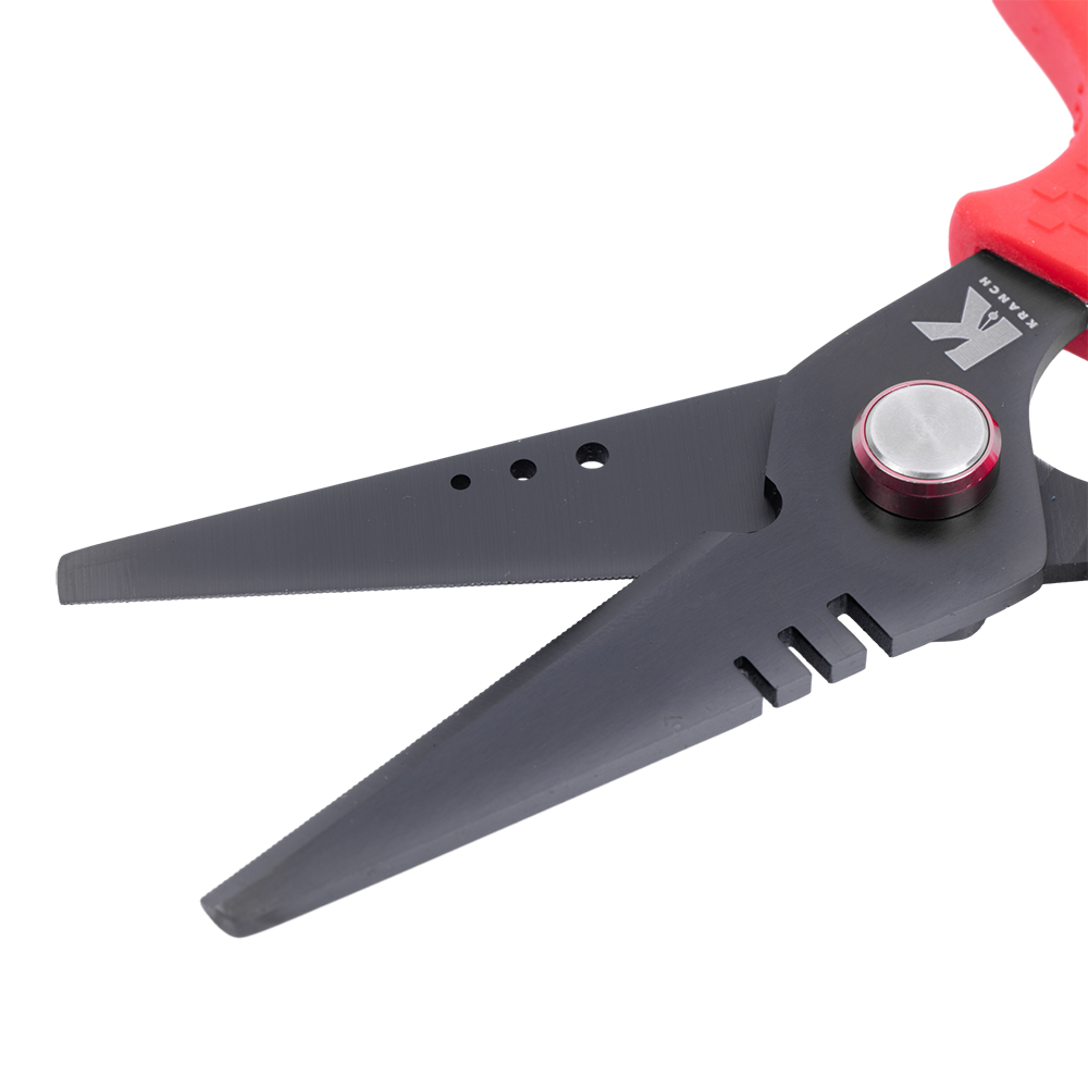 Ножницы рыболовные Kranch длина 16,2см, вес 97гр, цвет (красный). Фото №7