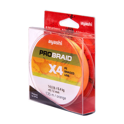 Плетеный шнур Ayashi PRO BRAID-X4 (orange) d-0,12mm. Фото №2 Плетеный шнур Ayashi PRO BRAID-X4 (orange) d-0,12mm. Фото №2