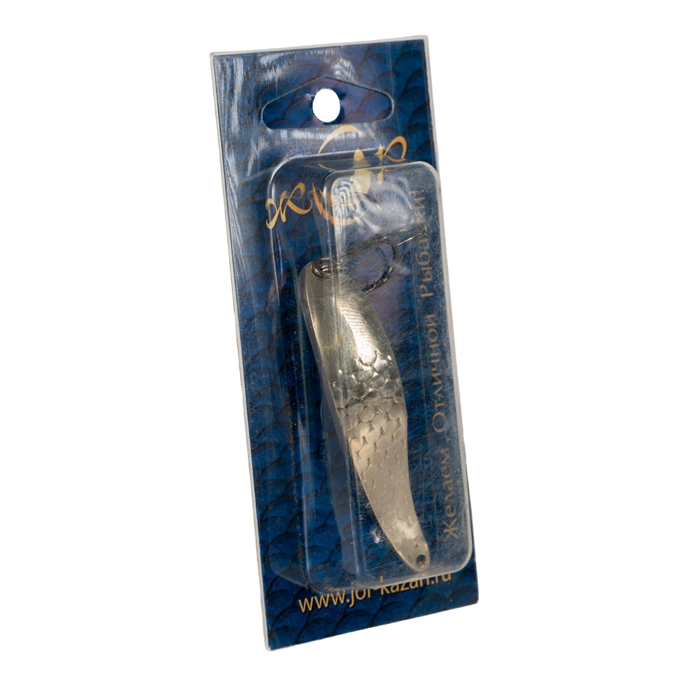 Блесна ЖОР Ятаган 65мм, 22гр, цвет (нейзильбер/нейзильбер) тройник. Фото №2