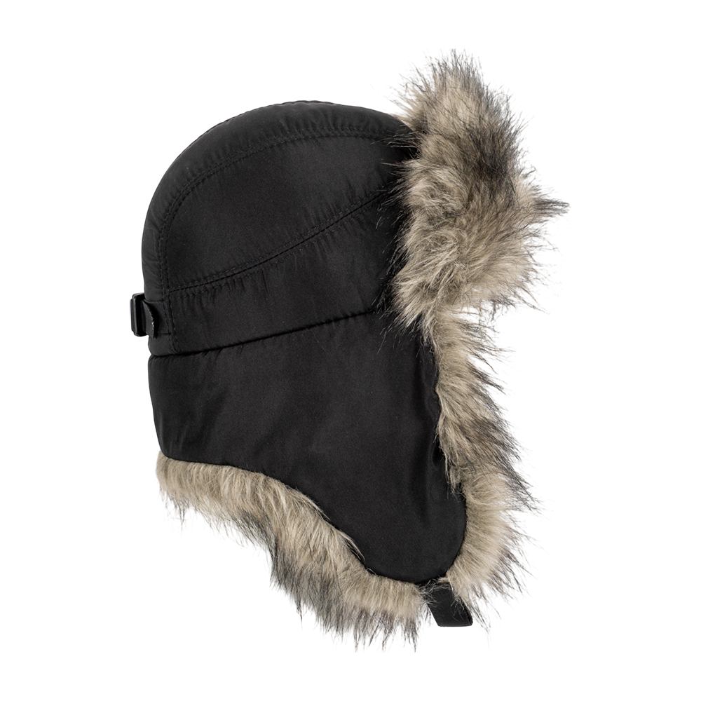 Ушанка №4, плащевая ткань, черный + мех №21 на поролоне (кепка). Фото №3