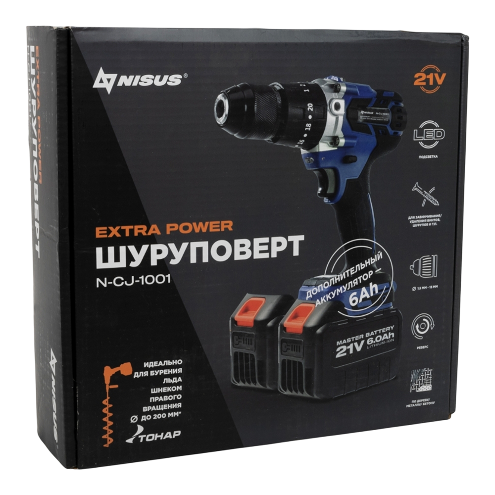 Шуруповерт-электробур 21V 6A (N-CJ-1001) Nisus. Фото №3 Шуруповерт-электробур 21V 6A (N-CJ-1001) Nisus. Фото №3