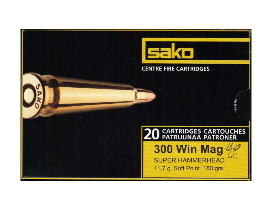Патрон нарезной SAKO калибр 300 WM SP Super Hammerhead 11,7 гр. 180 grn. (в пачке 20 шт.). Фото №2 Патрон нарезной SAKO калибр 300 WM SP Super Hammerhead 11,7 гр. 180 grn. (в пачке 20 шт.). Фото №2