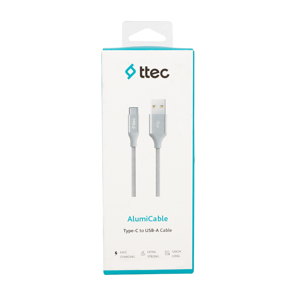 Кабель TTEC Type-C Серебро оплетка 1,2м. Фото №1 Кабель TTEC Type-C Серебро оплетка 1,2м. Фото №1