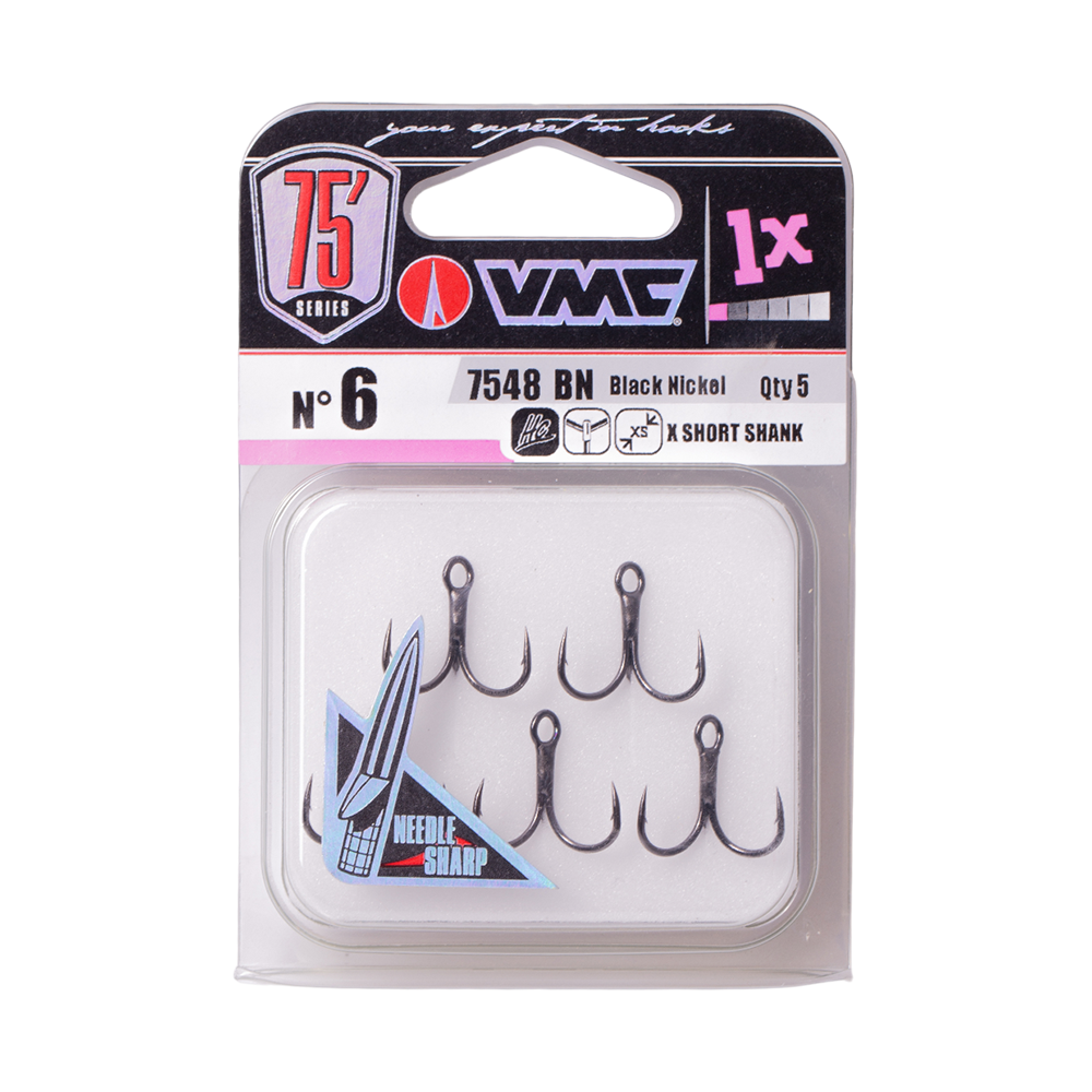 Крючок тройной VMC 7548 BN №6, черный никель (5шт. упак.). Фото №1