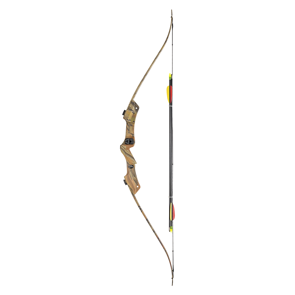 Лук Man Kung RB007, рекурсивный, autumn camo, 20lbs, стрелы 2 шт., кивер, крага, крепеж. Фото №1