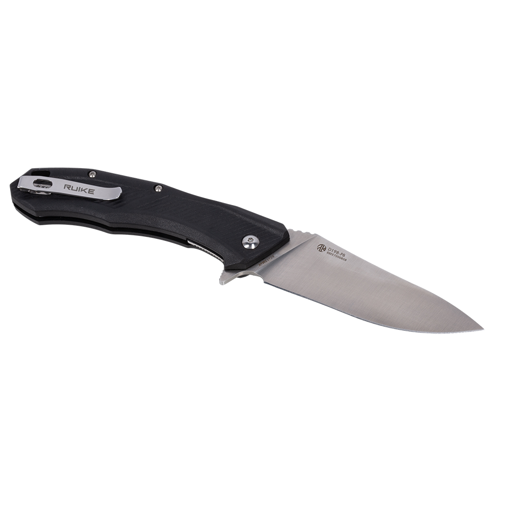 Нож складной Ruike, клинок нержавеющая сталь 8Cr13Mov, рукоять полиамид, черный. Фото №1 Нож складной Ruike, клинок нержавеющая сталь 8Cr13Mov, рукоять полиамид, черный. Фото №1