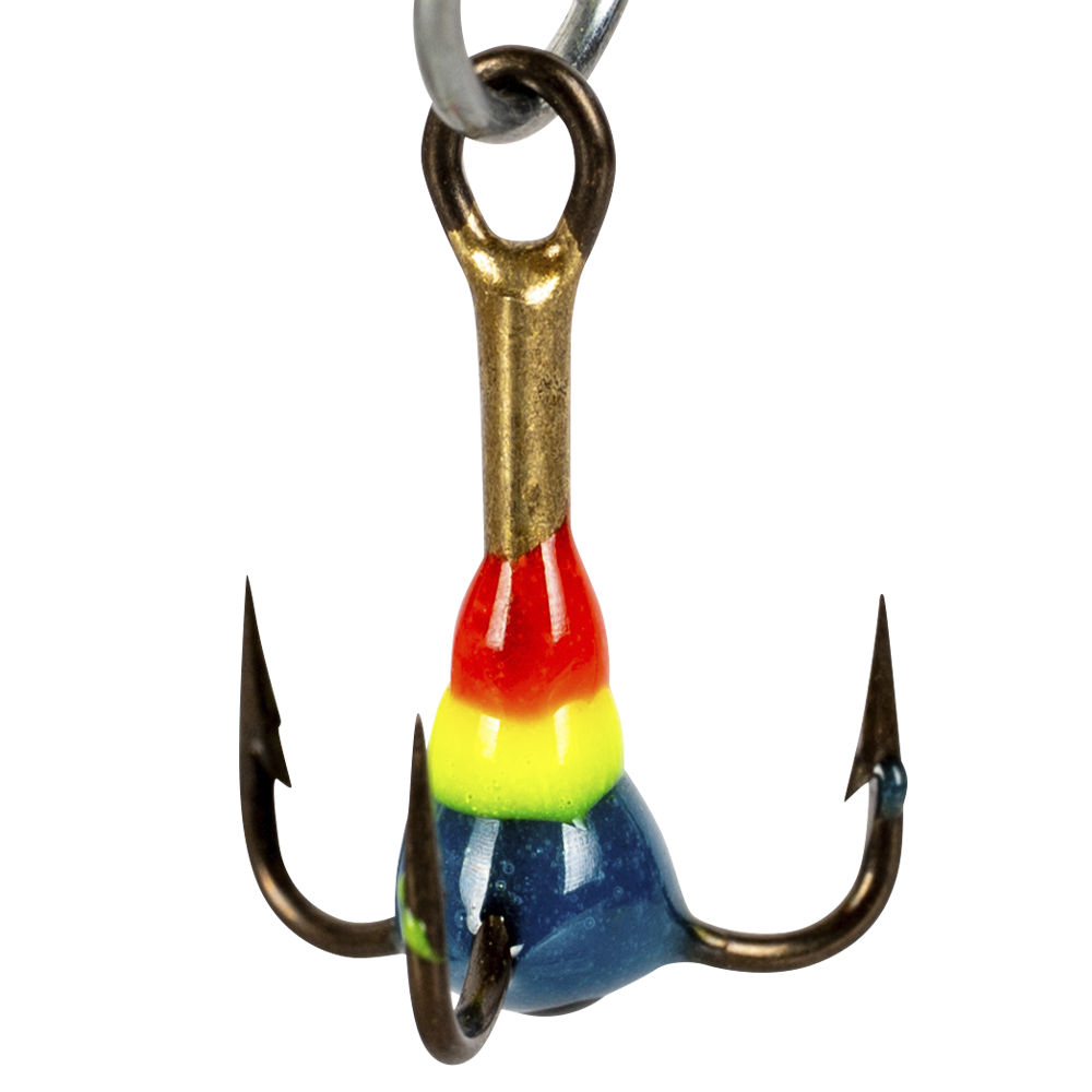 Крючок-тройник для приманок  Lucky John с каплей цвет. разм010/RYB. Фото №1