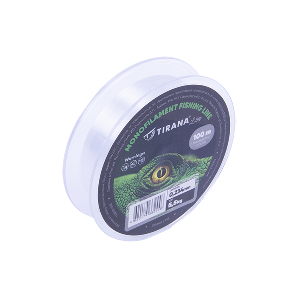 Леска монофильная прозрачная TIRANA LINE 100м - 0,234. Фото №2