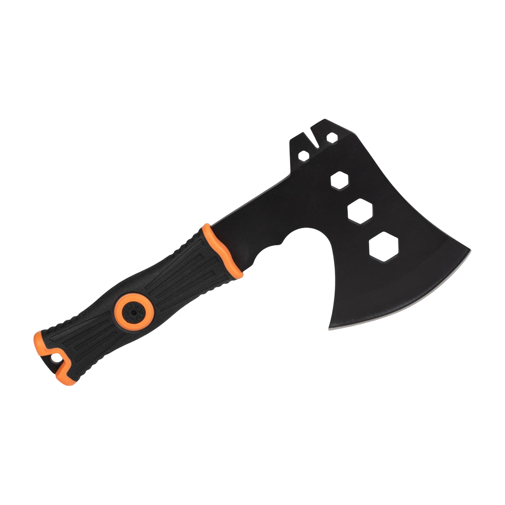 Топор туристический "СЛЕДОПЫТ" 240*130*85 мм, 350 гр., с шестигранниками, прорезиненная ручка, в чехле /60/40/. Фото №2