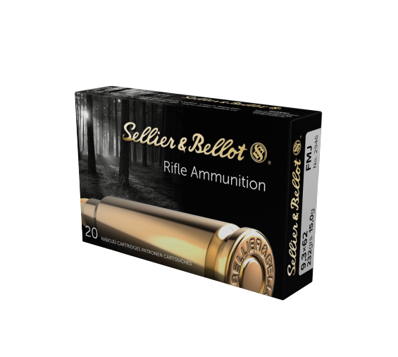 Патрон нарезной SELLER&BELLOT калибр 9.3x62 FMJ 15,0 гр. (в пачке 20 шт.). Фото №1